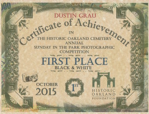 Oakland 2015 - First Place Certificate